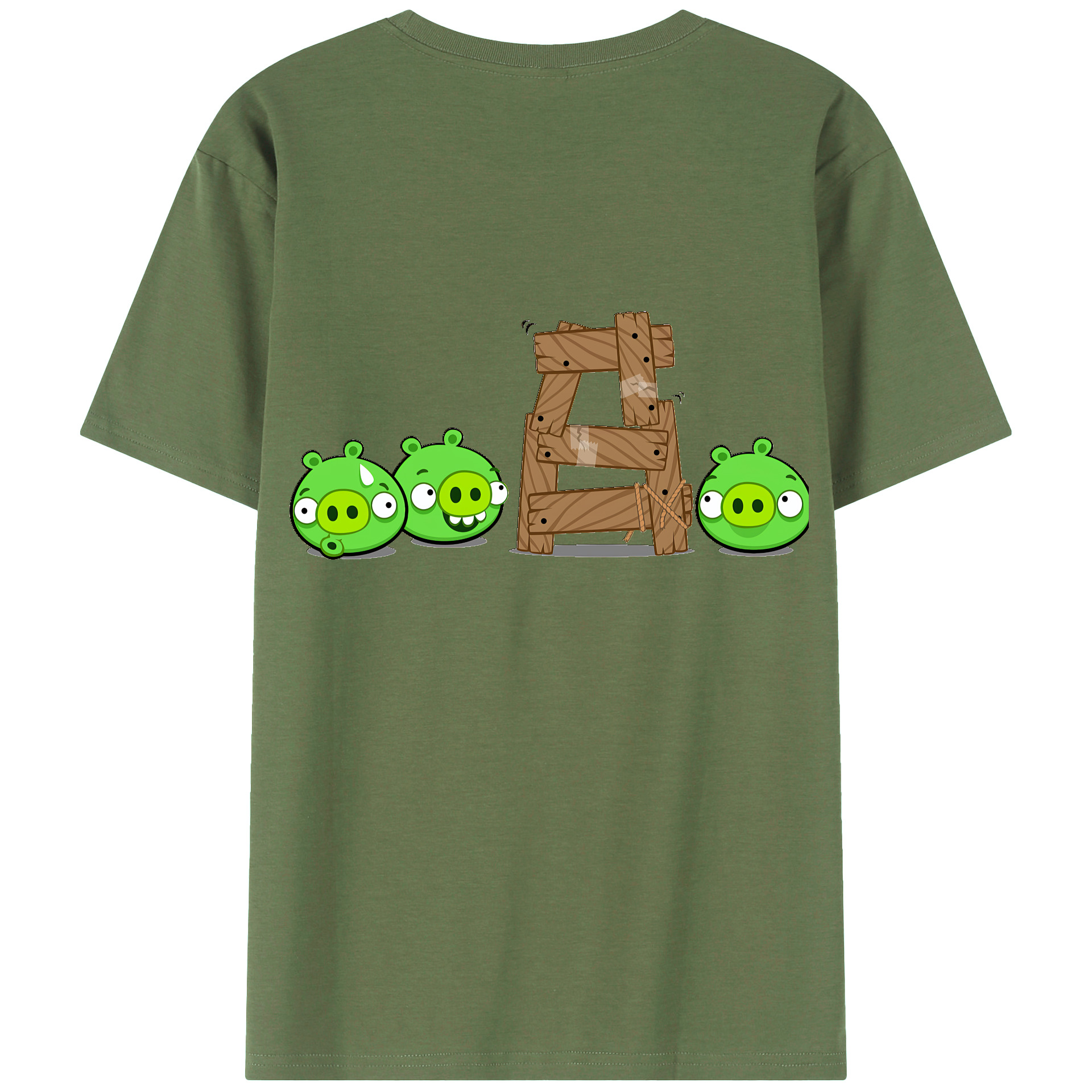（画像用） Angry Birds アングリーバード 綿100％ メンズ半袖Tシャツ（バックプリント） 通気性
